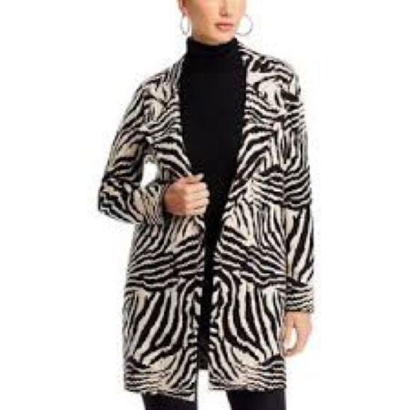 Liverpool Women's Open Front Coatigan Sweater Zebra Print size M nwt - Picture 1 of 6